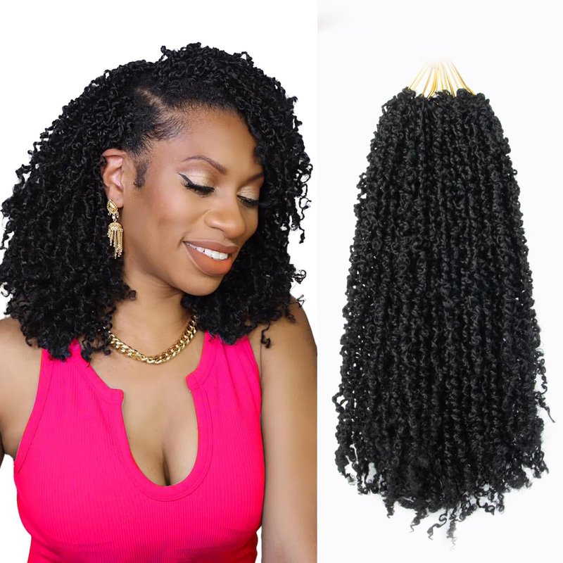 Yanky Twist Crochet Hair 8 Inch10 Packs Crochet Yanky Twist Hair Extensions Spring Mini Twist Crochet Hair Bohemian Passion Twist Braiding Hair For Black Women (1B, 8 Inch10packs)