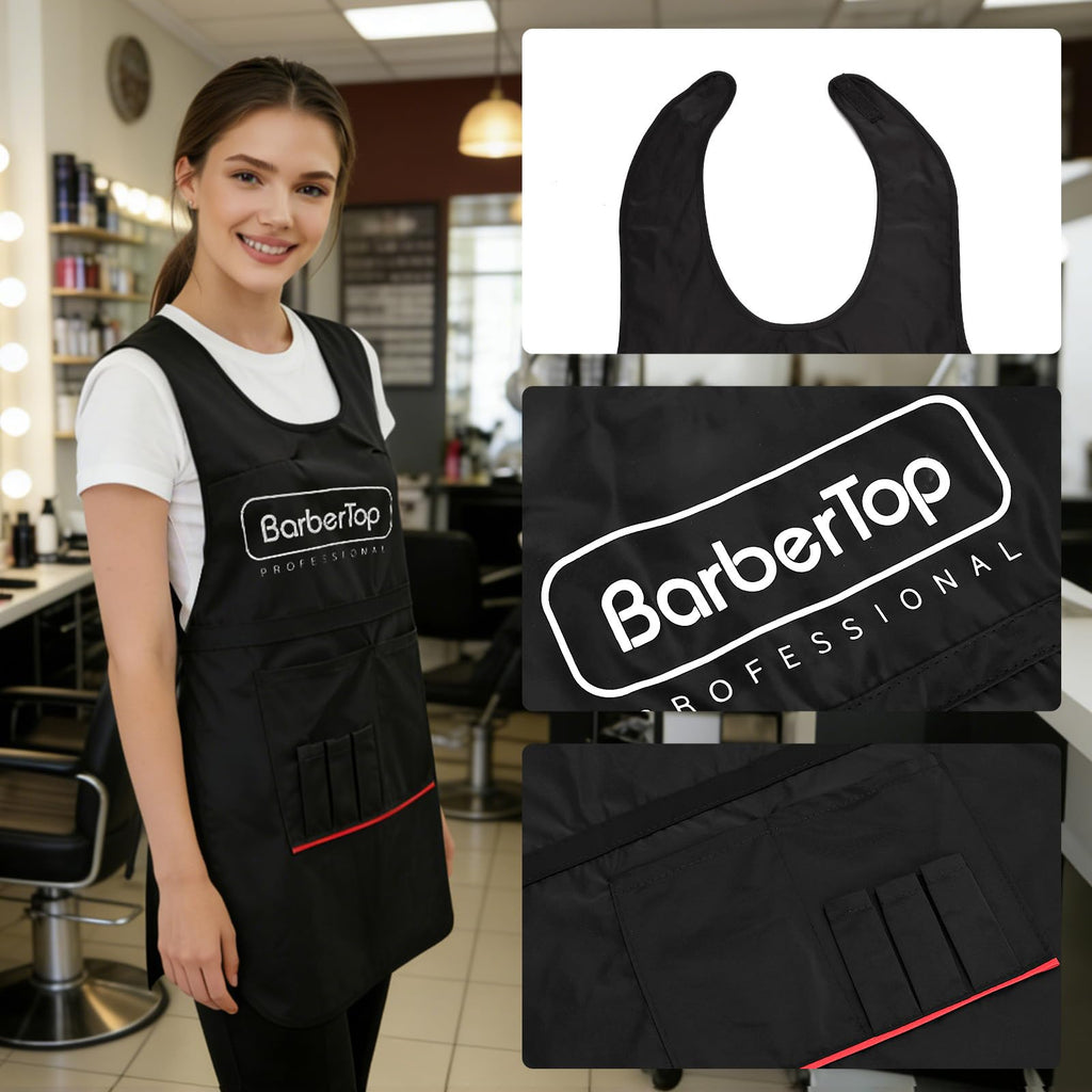 Barber Apron, Multi-Functional Apron Cape, Featuring Multiple Pockets for Organizing Hairdressing Supplies (23.5 x 24 Inch)