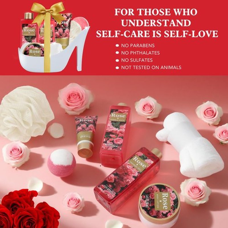 Spa Luxetique Gifts for Women High Heel Gift Set for Women 8pcs Bath Sets Romantic Rose Home Spa Kits for Wife Girlfriend Mom Grandma Mothers Day Gifts