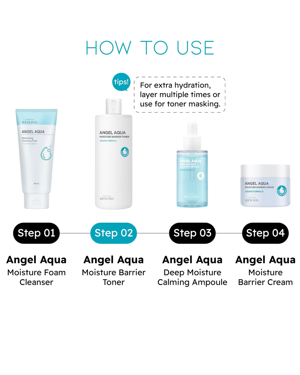 Beyond Angel Aqua Korean Moisture Barrier Toner (16.9fl oz) - Moisture Barrier Strengthening for Sensitive Skin, Vegan Formula. Chervil, Hyaluronic Acid, PHA, Ceramide.