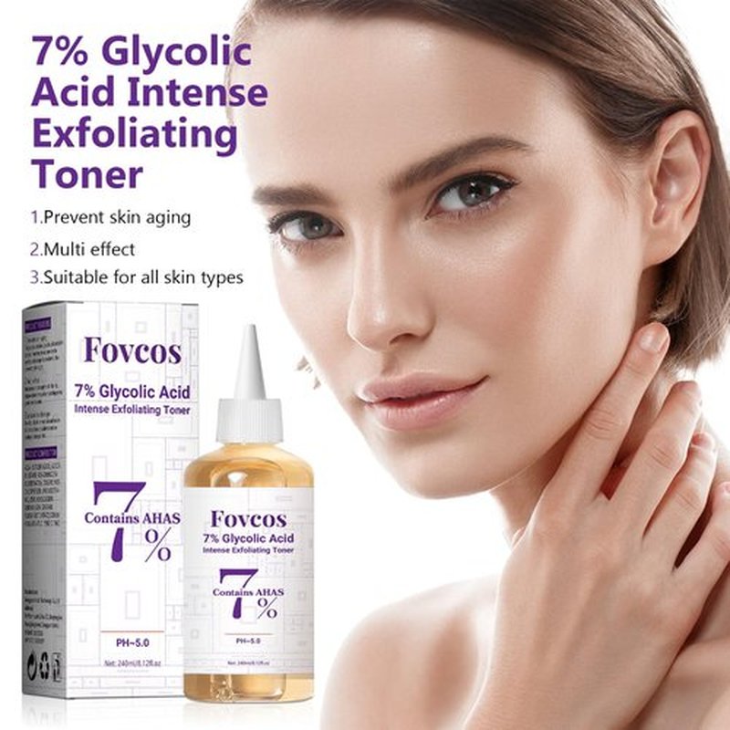 7% Glycolic Acid Exfoliating Toner, Exfoliating Skin Care Facial Toner, Improves Texture, Reduces Breakouts Pores and Fine Lines, Suitable for All Skin Types
