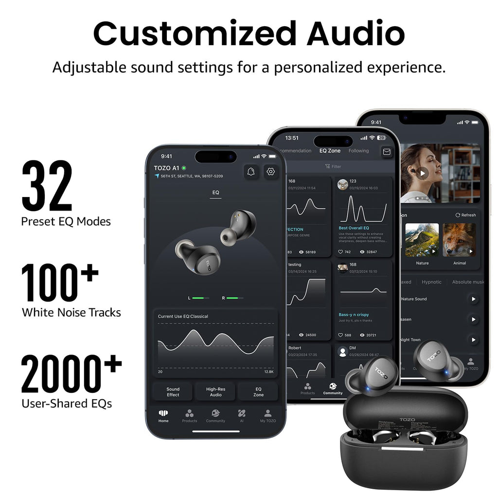 TOZO A1 Wireless Earbuds Bluetooth 5.3 Light Weight in Ear Headphones