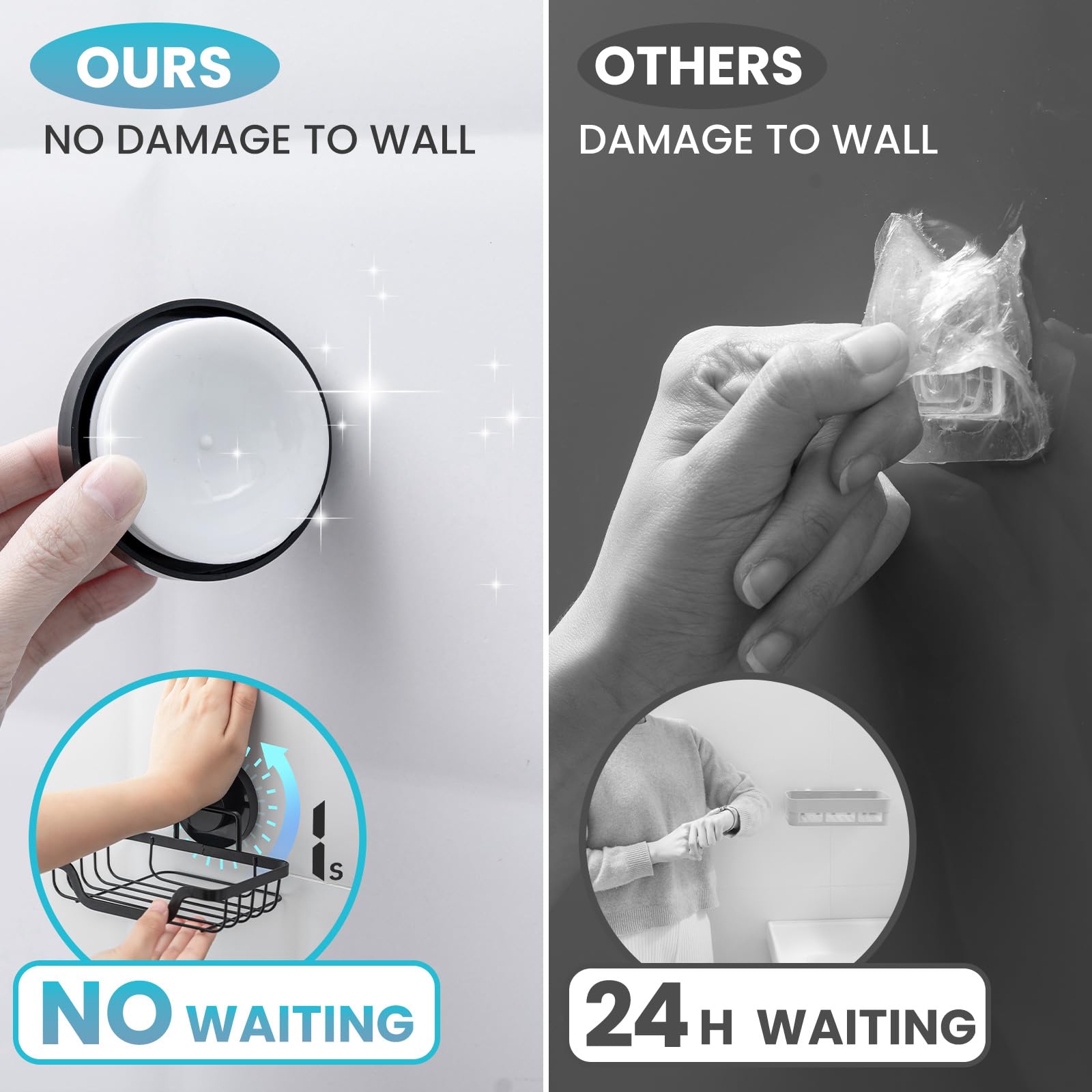 TAILI Soap Holder Dish Suction Cup, Soap Dish for Shower, Suction Bar Soap Holder for Bathroom, Rustproof Stainless Steel Drainable Bath Soap Dish Black