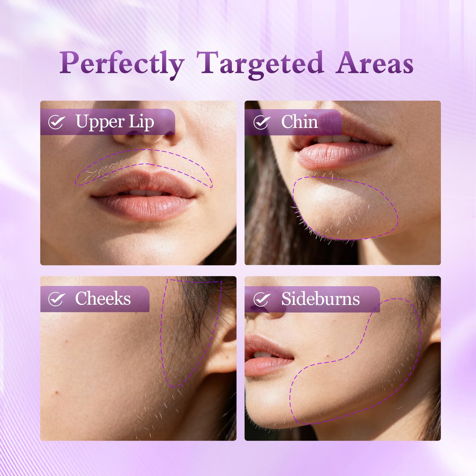 Facial Hair Removal Cream for Women, Gentle and Painless Face Hair Removal Creams for Sensitive Skin, Depilatory Cream for Face, Removes Hairs from Chin, Upper Lip and Cheeks for Smooth Soft Skin