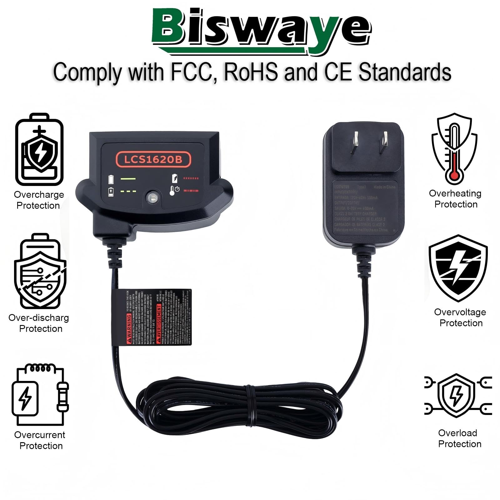 Compatible with Black&Decker 20V Lithium Battery Charger, LCS1620B Charger