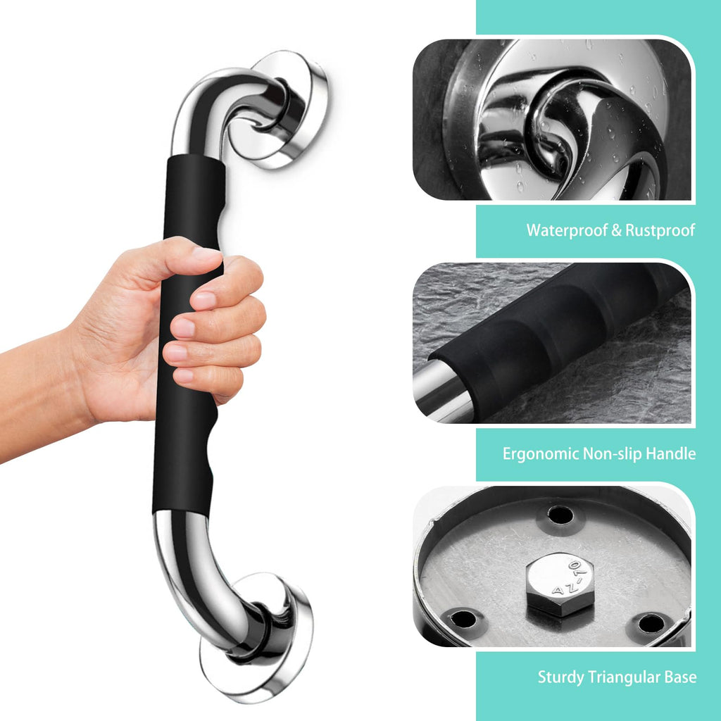 NSXAYIWE 12 Inch Grab Bars for Bathtubs and Showers, Anti Slip Shower Grab Bars for Seniors Wall, Holds up to 500LBs, Stainless Steel Shower Handle for Elderly and Disabled