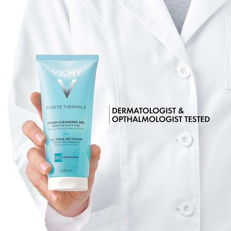 VICHY Pureté Thermale Fresh Cleansing Gel - Gentle Makeup Remover With Glycerin & Niacinamide, 6.7 oz