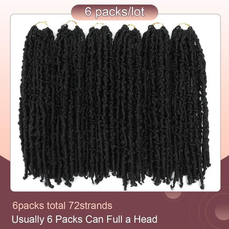 GetGal 24 inch Butterfly Locs Crochet Hair Pre Looped Distressed Faux Locs Crochet Hair for Black Women 6 Packs Butterfly Soft Locs Natural Hair Extension(24inch,1B)