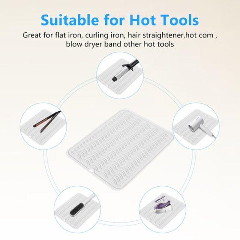 Quccefods Heat Resistant Mat Oversize Curling Iron Mat Silicone Hot Hair Tools Mat for Hair Straightener,Flat Irons,Hair Styling Tools Countertop protection Portable Travel Mat 14.2" x 11"