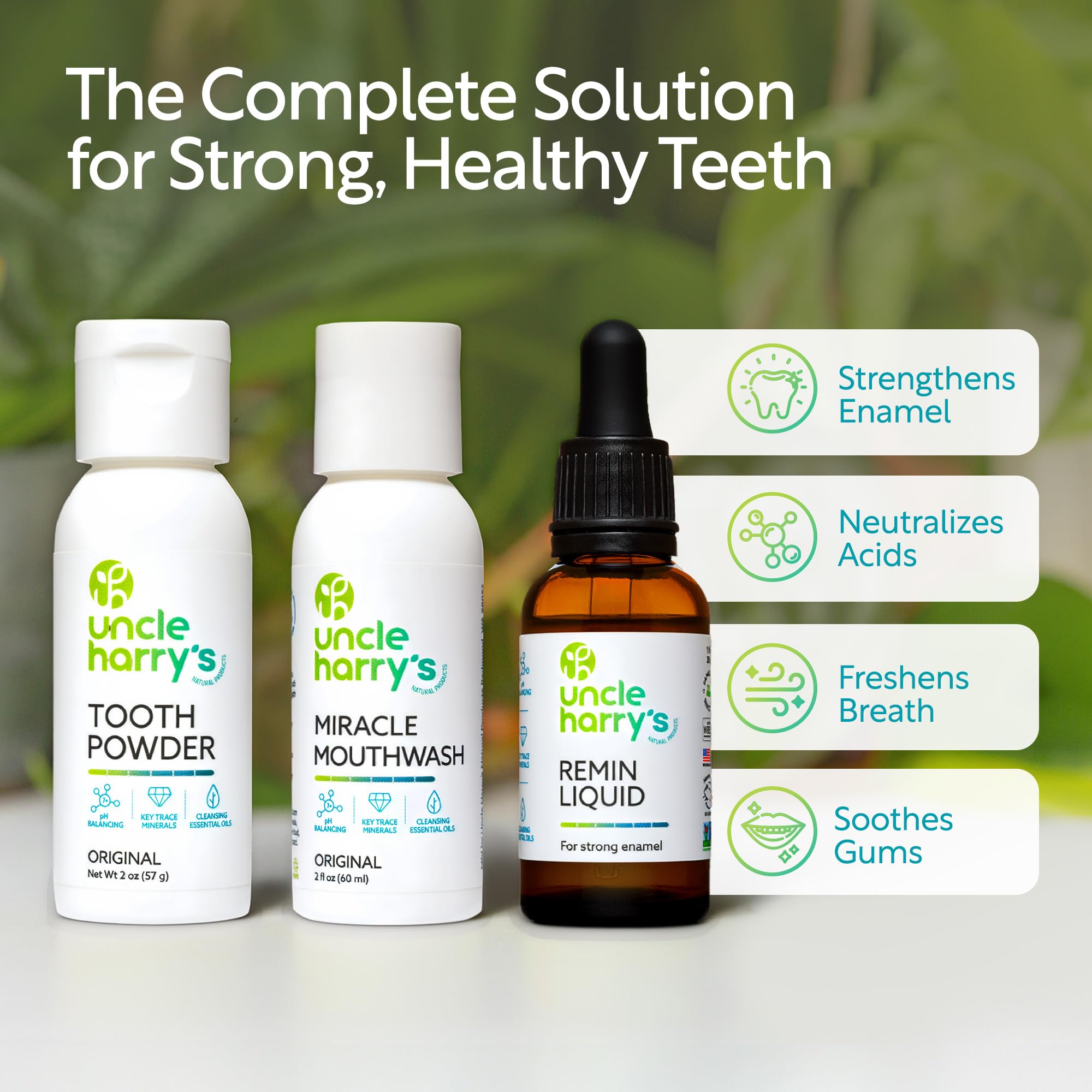 Uncle Harry's Natural Remineralization Kit for Tooth Enamel & Mineral - 3 Products Strengthen Weak Enamel & Correct Oral Care Issues (1 kit)
