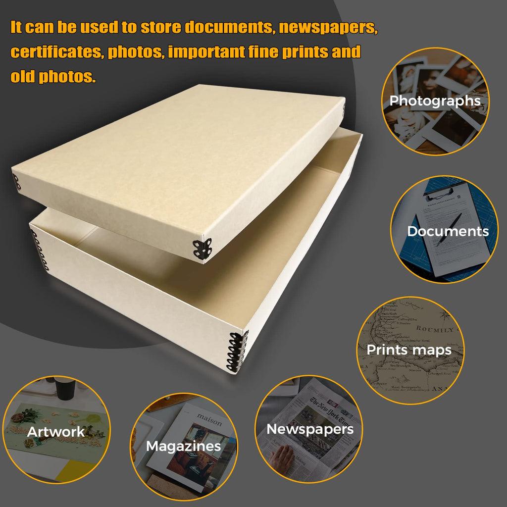 Golden State Art, Archival Drop Front Storage Box, Tan-11.75x17.75x3.75 In