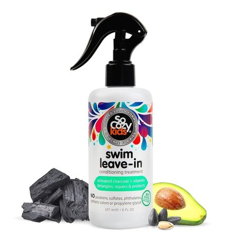 SoCozy Swim Leave-In Conditioner Spray - Protects & Repairs Kids' Hair | 8 Fl Oz with Activated Charcoal & Vitamin B5