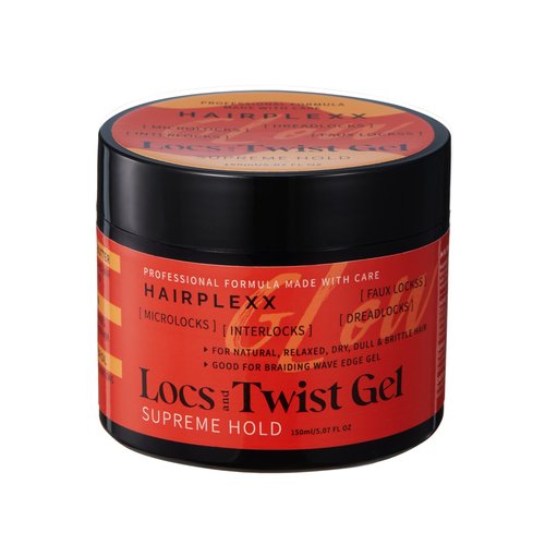 Hairplexx Glow Loc & Twist Gel With Shea Butter, Biotin & Castor Oil - Supreme Hold for Locs, Retwists & Twists – Deep Moisture and Scalp Nourishment (5.07 fl oz, Shea Butter)