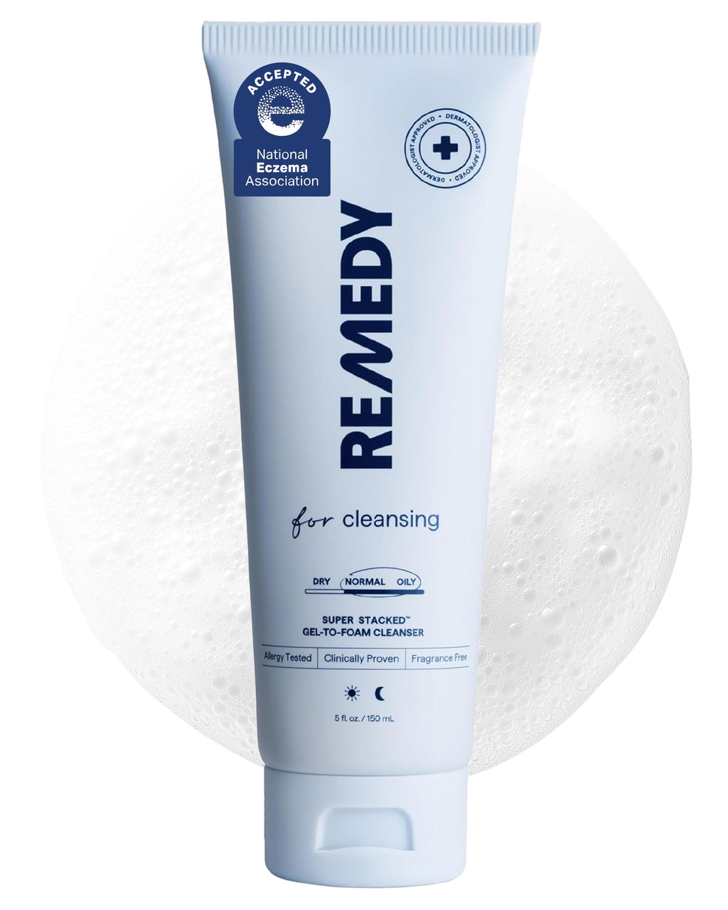 Remedy Gel-to-Foam Cleanser | Gentle Exfoliating Face Wash | Salicylic Acid, Ceramides and Green Tea | Fragrance Free | Eczema Seal Certified | Acne Prone Skin | By Dermatologist Dr Shah | 5 fl. Oz