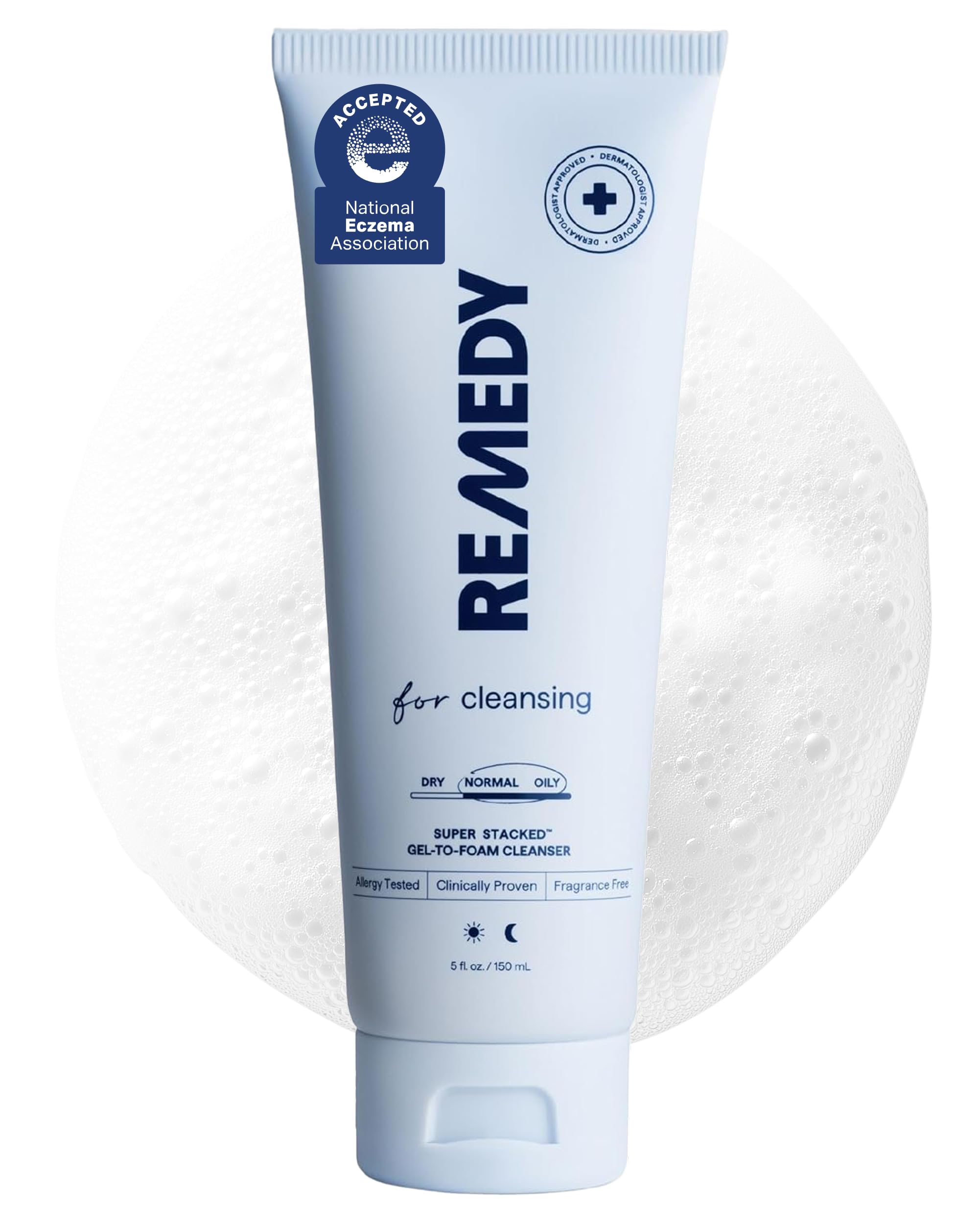 Remedy Gel-to-Foam Cleanser | Gentle Exfoliating Face Wash | Salicylic Acid, Ceramides and Green Tea | Fragrance Free | Eczema Seal Certified | Acne Prone Skin | By Dermatologist Dr Shah | 5 fl. Oz