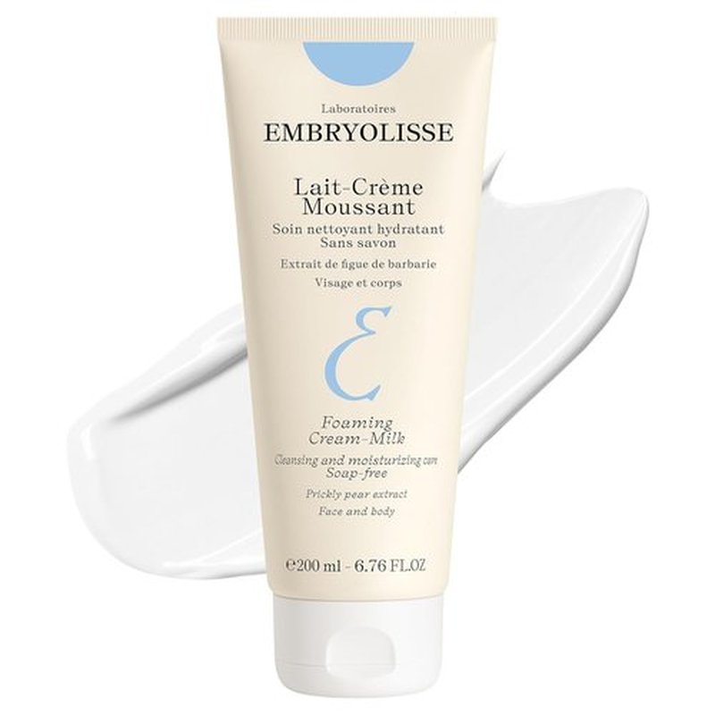 Embryolisse Foaming Cream Milk - Hydrating Soap-Free Cleanser for Face & Body | 6.76 Fl Oz
