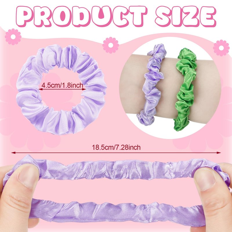 WILLBOND 48 Pieces Pastel Small Scrunchies Bulk Macaron Mini Satin Hair Ties Multicolor Elastic Silk Hair Bands Accessories Ponytail Holders for Women