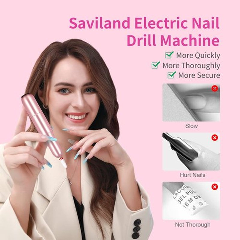 SAVILAND Advance Electric Nail Drill: Exclusive Series 20000RPM Portable Efile Nail Drill Machine Complete Drill Bits for Remove Acrylic Nails Manicure & Toenails Nail Care Home Salon DIY