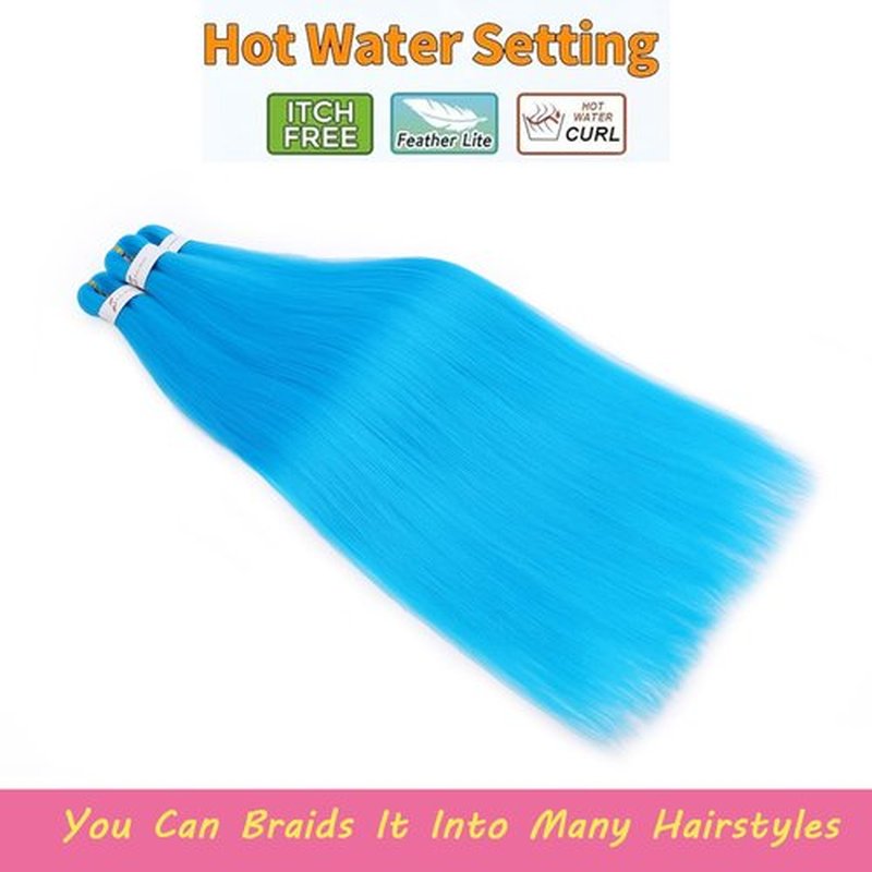 Pre-Stretched Braiding Hair, Ready to Use Synthetic Extensions for Easy Box Braids & Protective Styles, Tangle-Free Soft Texture, 3 Pack (95g/Bundle) 30 Inch - Light Blue Color. (Also in Pink & More)