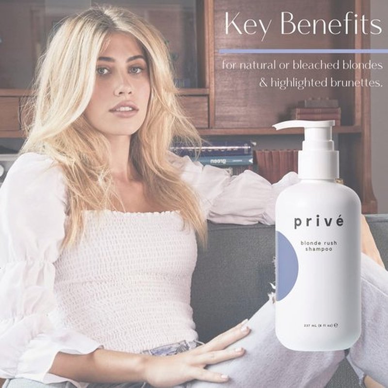 Prive Blonde Rush Conditioner - Blue-Violet Toning Formula for Natural & Bleached Blondes | Strengthens Damaged Hair