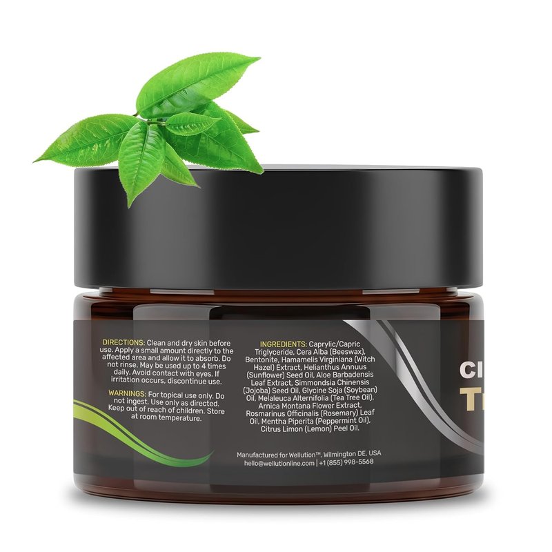 WELLUTION Cystic Acne Spot Treatment - Fast-Acting Tea Tree Acne Cream for Pimples & Blemishes - 1oz