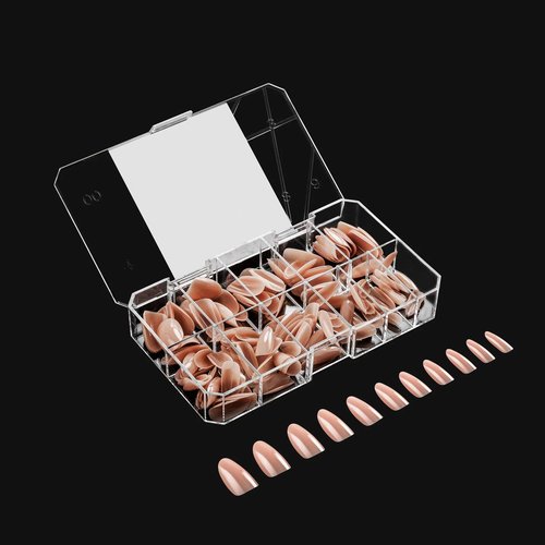 Apres Nail Neutrals Gel-X Alex Natural Coffin Medium & Lila Natural Round Medium Box of Tips Bundle | Includes 300 Gel-X Tips | Premium Quality | 11 Sizes 00-9