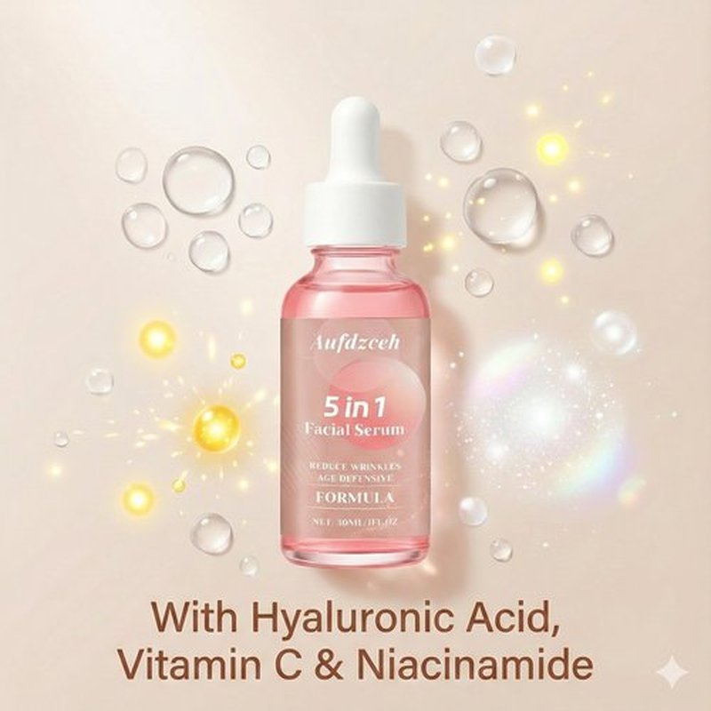 5 In 1 Vitamin c Serum Hydrating Face Serum with Vitamin C, Hyaluronic Acid, Niacinamide & Collagen – Lightweight Facial Serum for Daily Moisturizing, Soft & Radiant Looking Skin