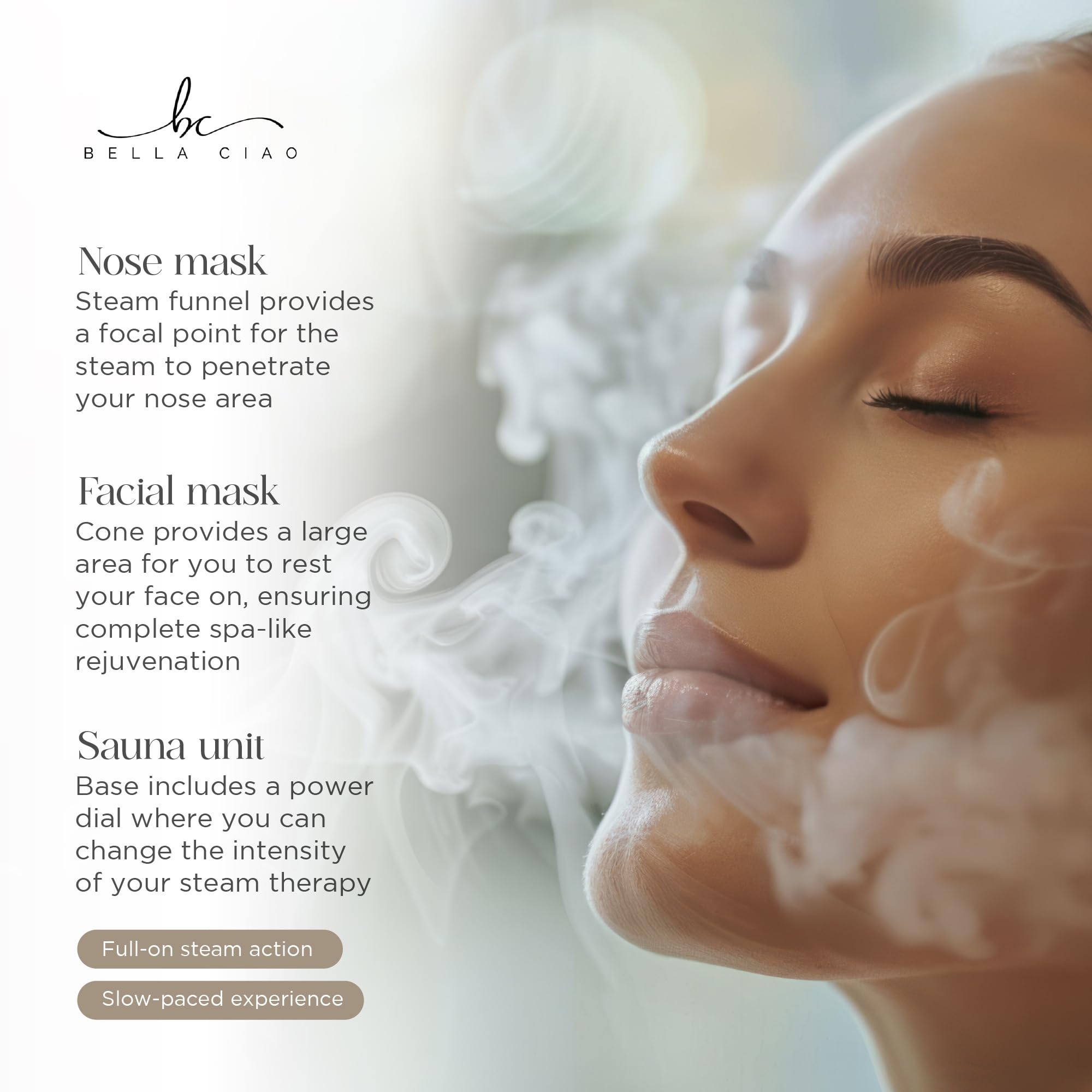 Bella Ciao Face Steamer, 11 Pc Facial Kit, Home Spa Kit, Gray/White