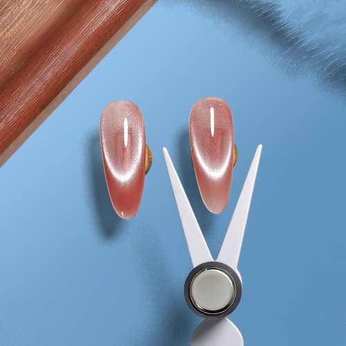 JERCLITY 1 Pieces Blue Cat Eye Magnet for Nails 3 in 1 Heart Magnet for Cat Eye Gel Polish, Cylindrical Magnets with Scissor Shaped Tools for French Cat Eye Effect