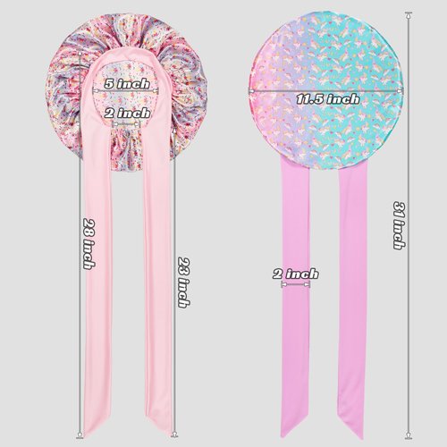 choshion Kids Bonnet for Girls, Satin Bonnet for Sleeping, One Size, Set of 2, Unisex-Kids, Hat