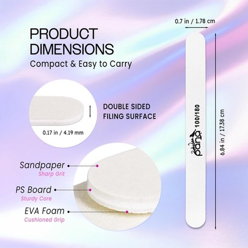Pana (Grit: 100 x 180, Pack of 50 Pieces) USA Professional White Round Emery Board Nail Files