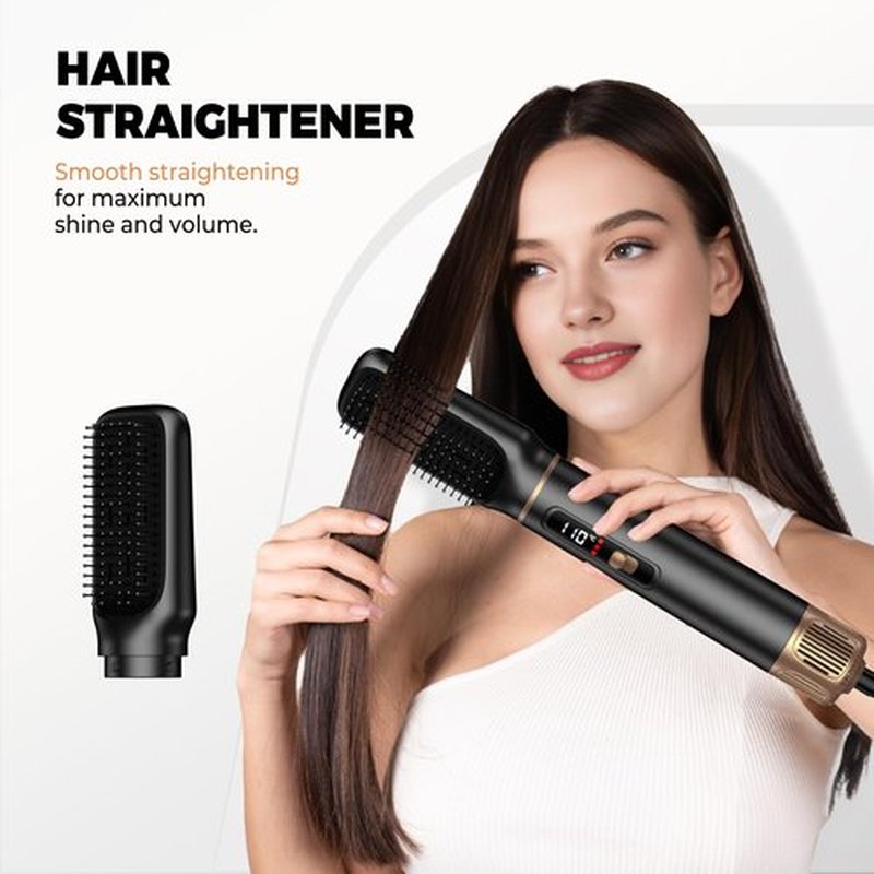 5 in 1 Hair Dryer Brush,Upgrade Air Styler Wrap with LCD Display,Blow Dryer Brush Air Curler Heating Up to 110°C,Negative Ion Blowout Brush Set As A Gift for Straight/Curl/Drying/Smoothing