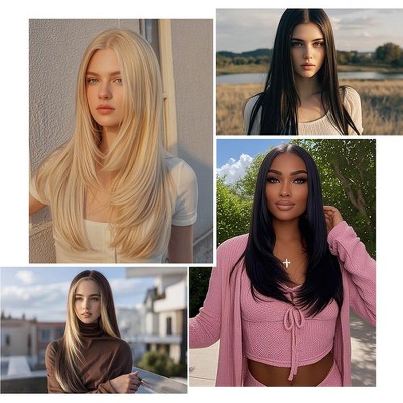 Black Wigs for Women 26 Inches Long Straight Layered Wig Middle Part Black Layered Wigs Natural Looking Heat Resistant Synthetic Wig for Daily Party Cosplay Use (#1B Natural Black, 26 Inch)