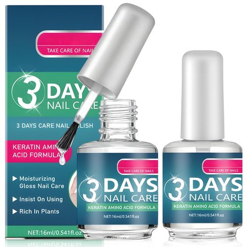3 Days Nail Care - Strengthening and Hydration, Keratin Amino Acid Formula Nail Treatment Oil, for Dry, Weak & Fragile Nails (2Pcs)