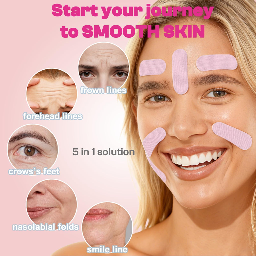 IyxicmI Face Tape for Wrinkle Overnight, 400 PCS Pre-Cut Facial Patches, Anti Wrinkle Patches for Forehead Between Eyes, Crow’s Feet & Smile Lines, Facial Smoothing Patches, Non-Invasive Easy to Use