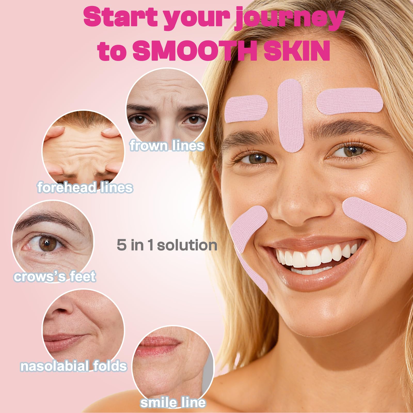 IyxicmI Face Tape for Wrinkle Overnight, 400 PCS Pre-Cut Facial Patches, Anti Wrinkle Patches for Forehead Between Eyes, Crow’s Feet & Smile Lines, Facial Smoothing Patches, Non-Invasive Easy to Use