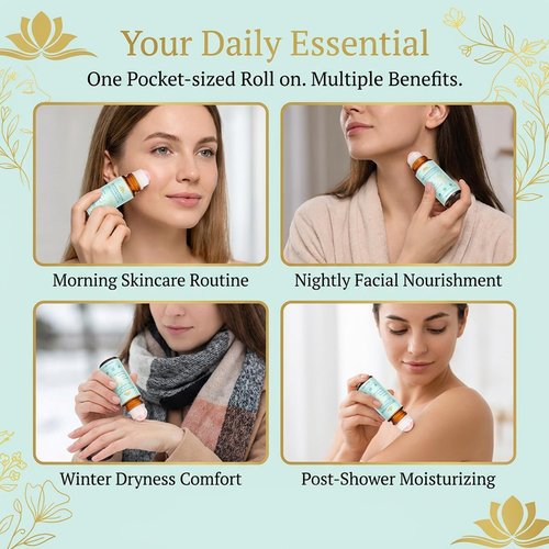 Frankincense and Castor Oil Rose Quartz Roller – Organic Cold-Pressed Castor Oil Frankincense Roller Ball with Rose Quartz for Face & Neck, Firms Skin Feel Soft Smooth & Brightens Eyes, 1.7 fl oz