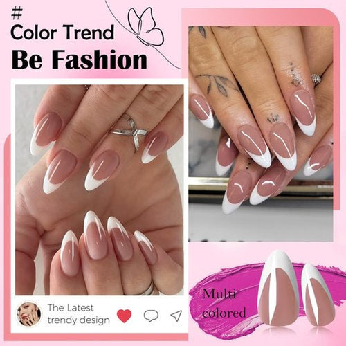 240pc Almond Press on Nails Medium Fake Nails, French Tips Nails Press on Nail Almond Glue on Nails Coffee Acrylic-Nail Medium Press-on French False Nail Artificial Fingernail with Glue Tab