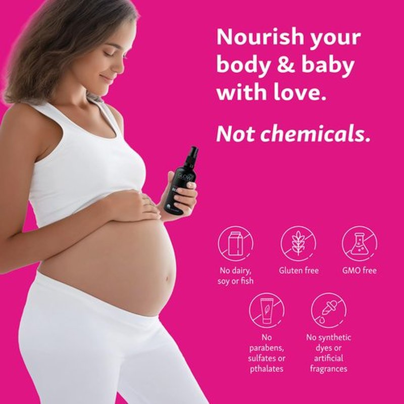Glow Organics Belly Oil for Pregnancy, Prevents Stretch Marks & Scars, Organic Maternity Skincare, Fast-Absorbing, Pregnancy Safe Daily Ritual, 95ml