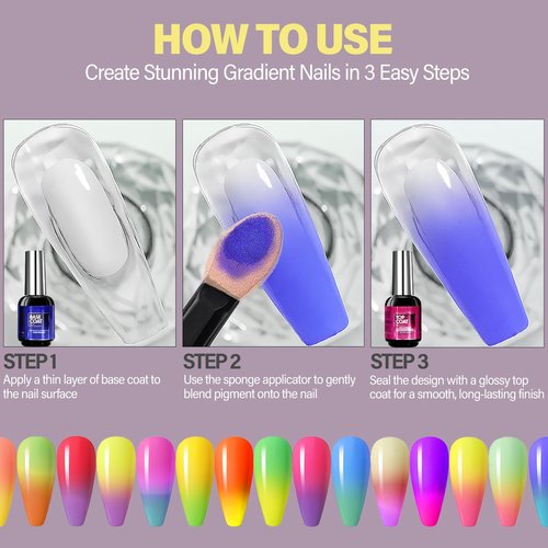 GELPARTY Solid Nail Pigment Palette (16 Colors) - Matte Gradient & Ombre Aura Art - Professional High Saturation Pure Powder (Not Eyeshadow) - One-Stroke, Non-Floating w/ 6 Applicators