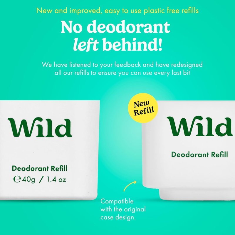 Wild Aluminum Free Deodorant - Fresh Cotton & Sea Salt Refill Trio - 98% Natural Ingredients | Vegan, Eco-Friendly Protection