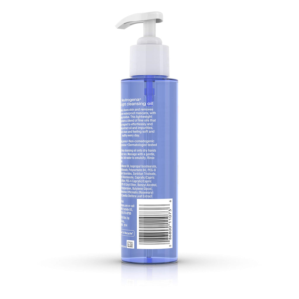 Neutrogena Ultra Light Facial Cleansing Oil & Makeup Remover, Non-Comedogenic Face Oil Cleanser to Remove Dirt, Oil, Makeup & Waterproof Mascara, 4 fl. oz
