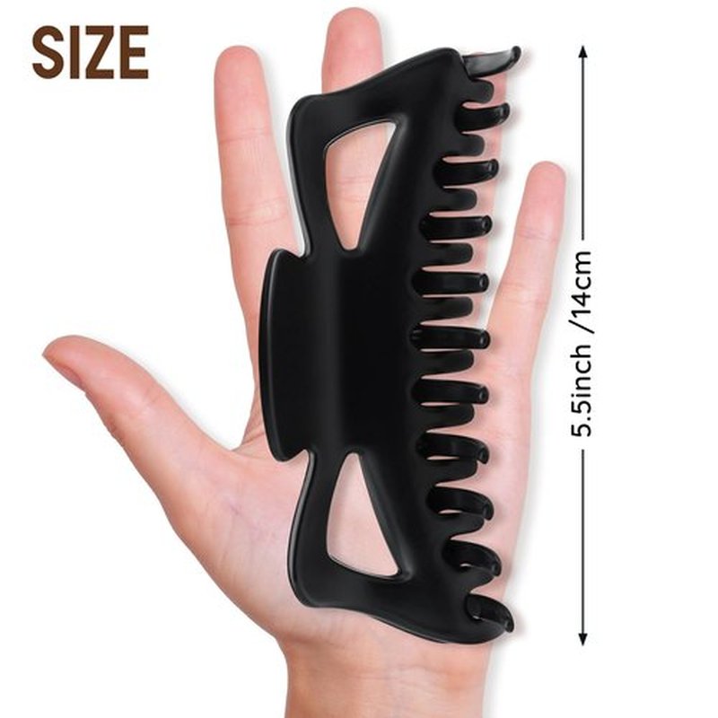 Extra Large Claw Clips for Thick Hair and Long Hair, 2 Pack XXl Jumbo Claw clips, Oversized Matte Non-slip Butterfly Hair Clips for Women, Big Strong Hold Jaw Clip, Black and Brown