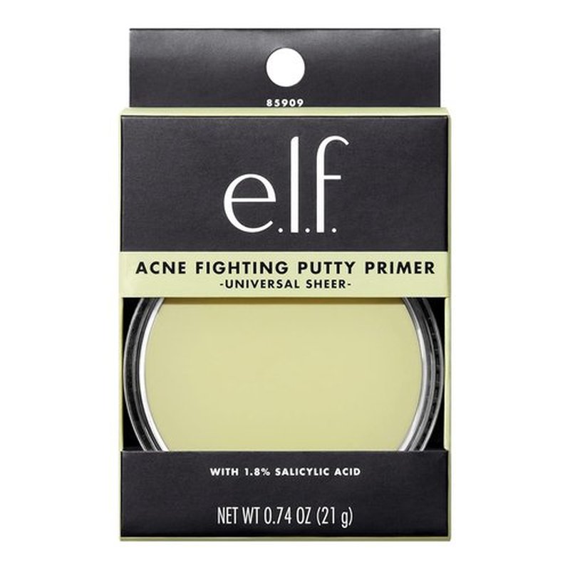 e.l.f. Acne Fighting Putty Primer - 1.8% Salicylic Acid Formula for Breakout Prevention & Redness Reduction | 0.74 Oz (21g)