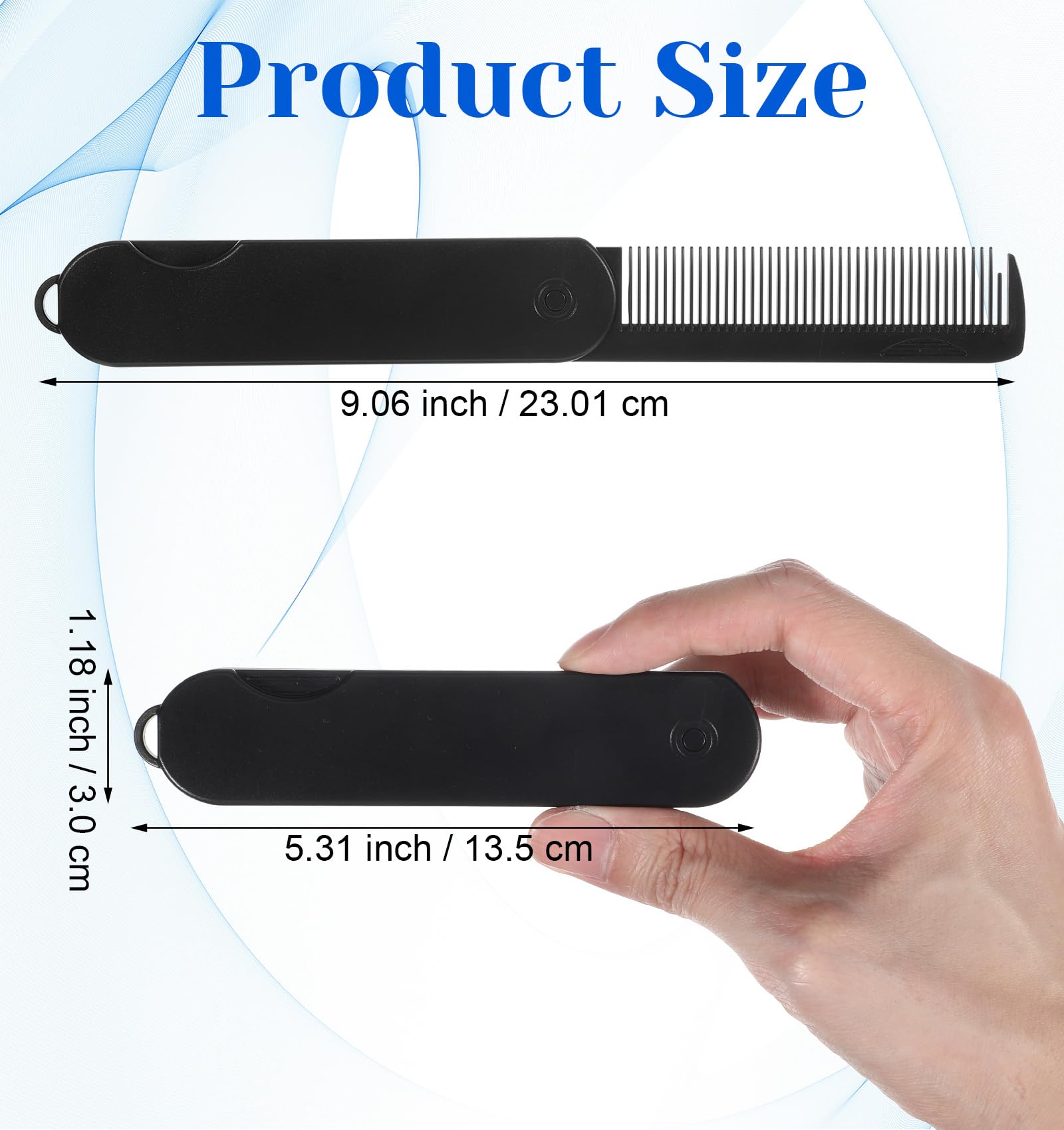 Folding Hair Comb, 2 in 1 Folding Travel Comb Mens Texture Foldable Pocket Combs Fine & Wide Tooth for Hair Moustache Beard, Foldable Pocket Combs for Men Everyday Grooming, Travel Size