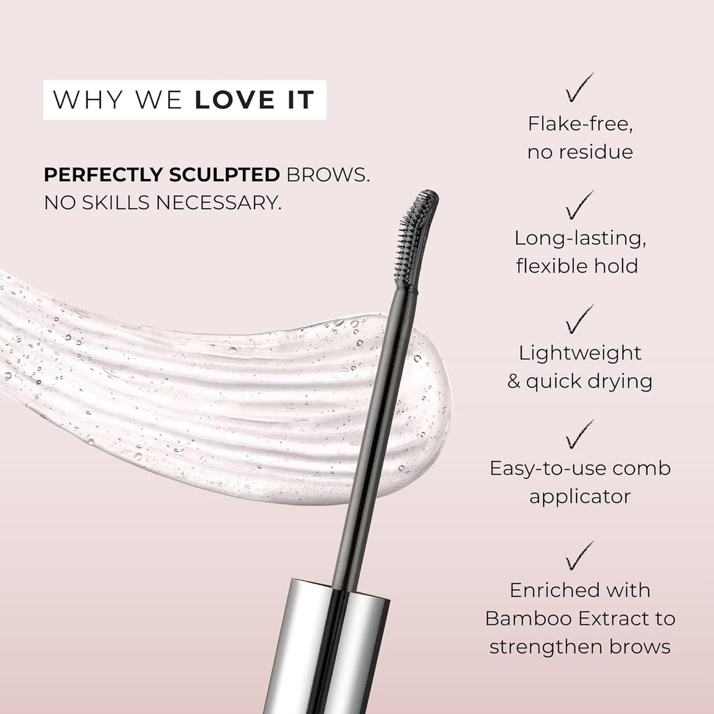 Wunderbrow Clear Eyebrow Gel - Long-Lasting Flexible Hold, Flake-Free & Zero Residue