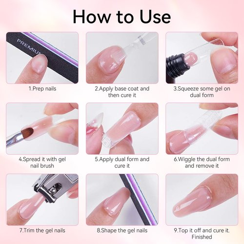 Makartt Poly Nail Gel Kit - 6 Neutral Colors for Extension Nails, Long Lasting Poly Nail Gel Set, Natural-looking, Strong Builder Enhancement for Salon Manicure DIY at Home 15ML Clear White Nude Pink