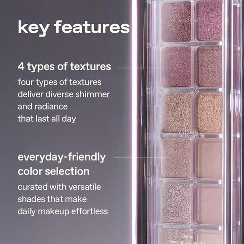 Glow Anime Eyeshadow Palette - 12-Color High-Pigment Multi-Finish | Blendable Matte, Shimmer & Metallic | 0.33 oz