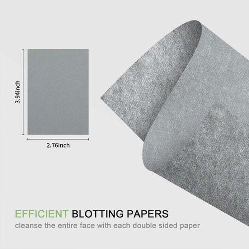 Mirucoo 300 Count Natural Bamboo Charcoal Blotting Papers Organic Facial Oil Absorbing Sheets for Oily Skin Care Daily Oil Control Linen Tissues (100 PCS/PK, 3 PKS)