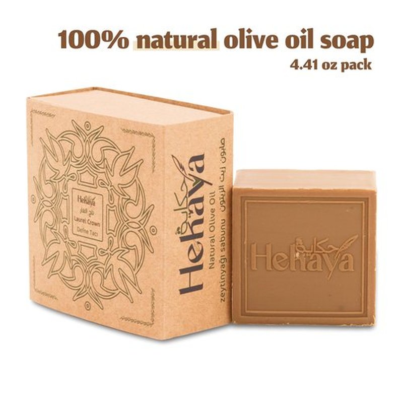 Hekaya Aleppo Soap Bar – LaurelCrown Unscented Handmade Olive Oil Soap Bar Blend with Laurel Oil – Gentle Cleanser for Face Body & Hair – Pack of 1 (4.20 oz)
